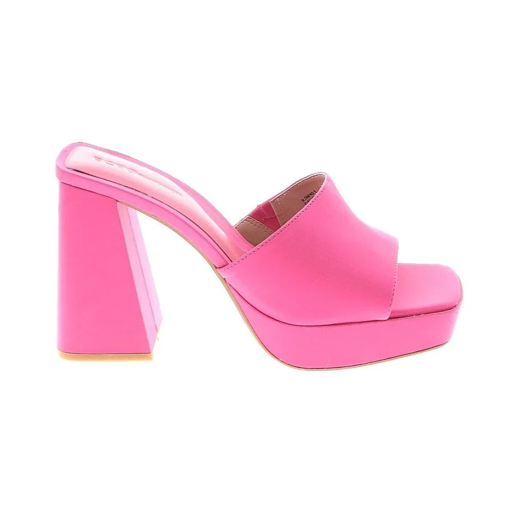 BCBGeneration Galixy Passion Pink Neo Barbie Platform Heeled Mule Sandals